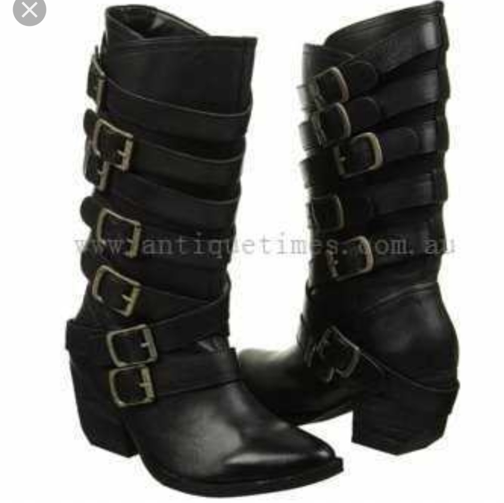 New Black Leather Boots